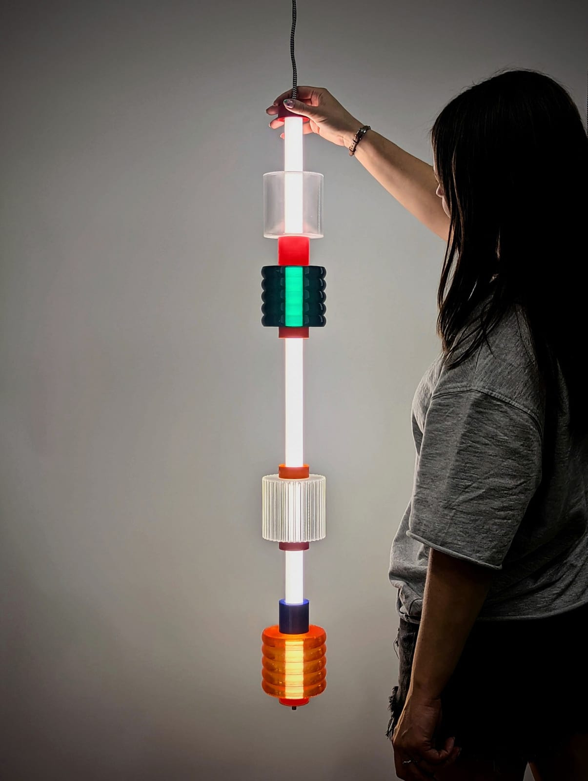 A Charms lamp held up in the KLAVO studio